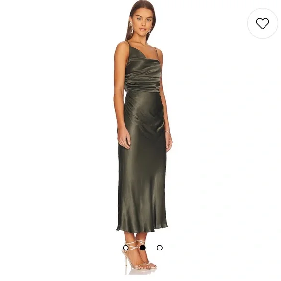 shona joy forest green dress Shona Joy La Lune Plunged Cross Back Maxi Dress in Dark Green main image 0